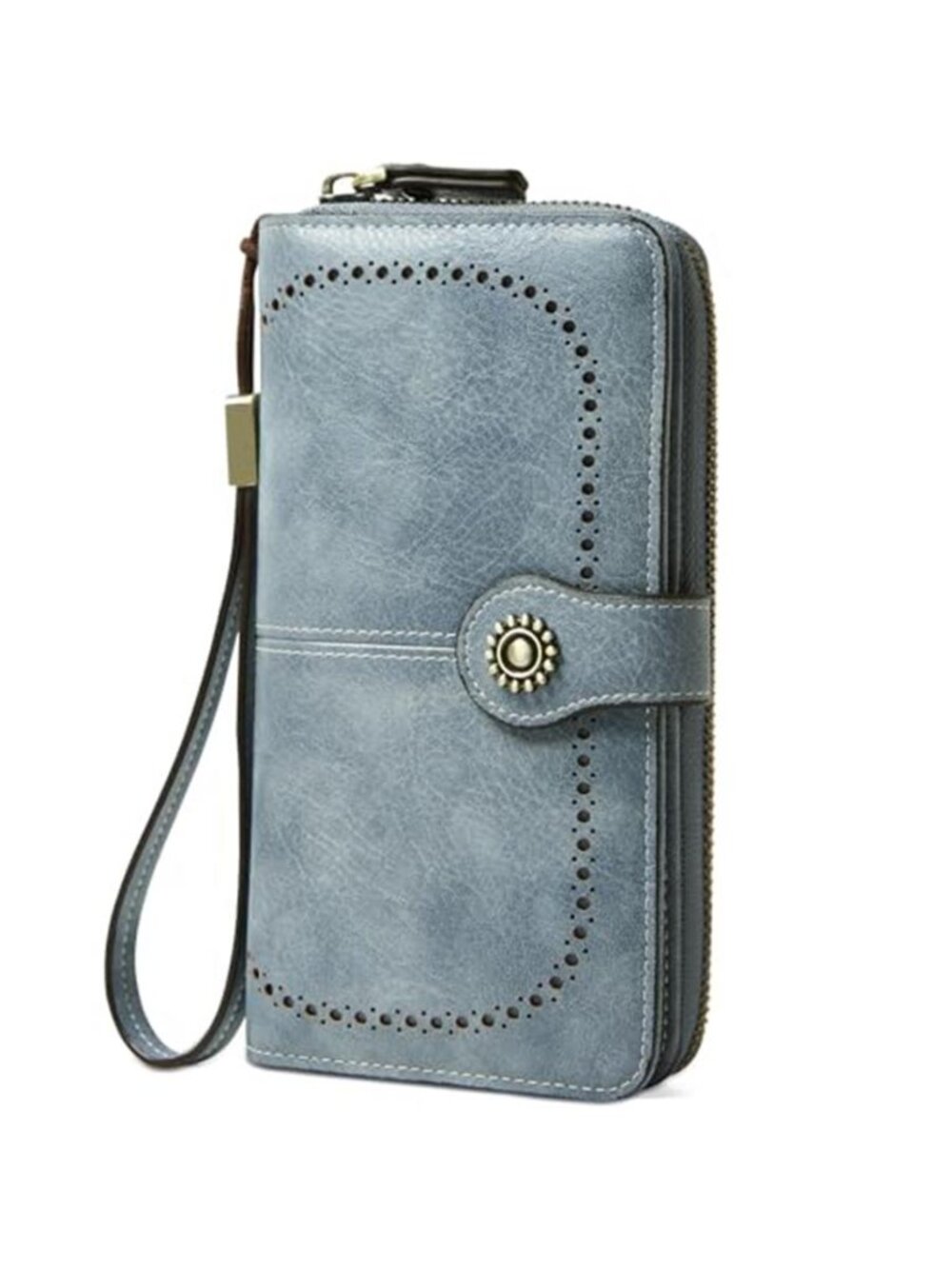 RFID Wallet Women Wristlet Clutch Vegan Leather Card Holder Zip Around Wallet